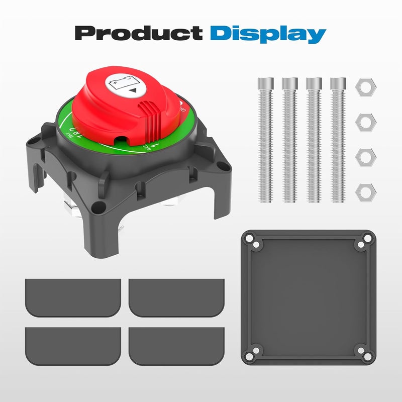 Malictele 1-2-Both-Off High Current Battery Disconnect Switch 600A 12-48V Master Cut Disconnect Switch Isolator for Truck Car Vehicle RV Marine Boat - Image 3